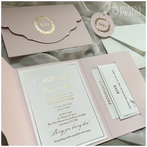 Cecile Pink Gold Wedding Invitations Polina Perri New York