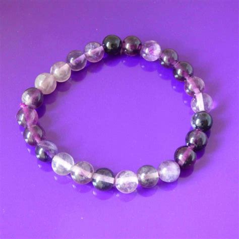 Bracelet Fluorite Violette 8mm Pierres Bijoux Mineraux Merignac