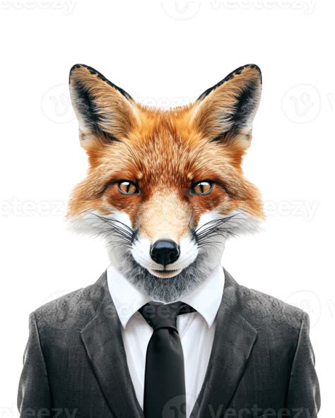 Ai Generated Anthropomorphic Fox Wearing Suit On Transparent Background