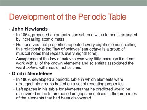 Development Of The Periodic Table Ppt Download