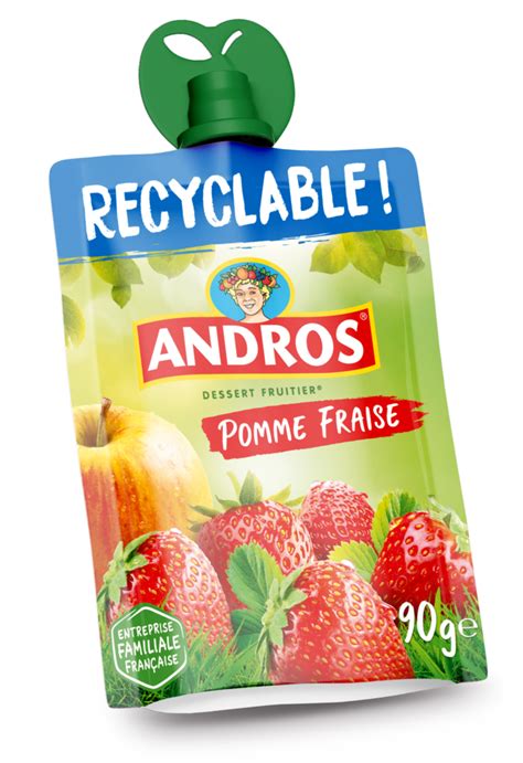 GOURDE SPÉCIALITÉ POMME FRAISE ALLÉGÉE EN SUCRES 90g Andros FoodService