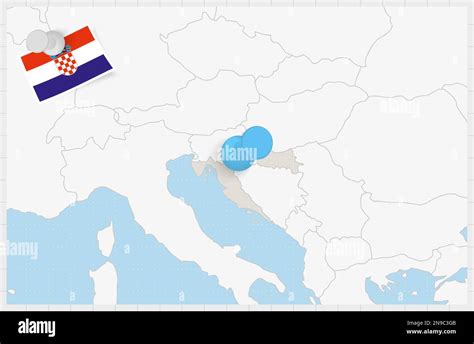 Map Of Croatia With A Pinned Blue Pin Pinned Flag Of Croatia Vector