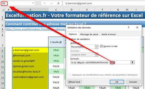 Comment V Rifier Quune Adresse Mail Est Valide Sur Excel Excel