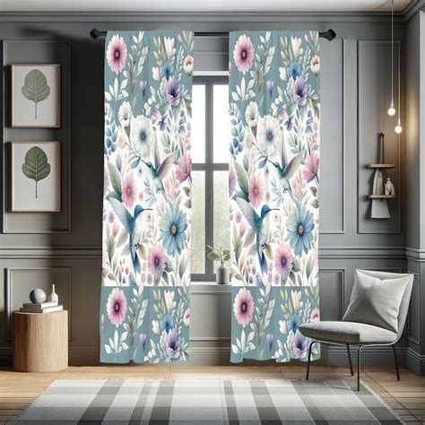 Ambesonne Birds And Nature Curtains 2 Panel Set Springtime Floral