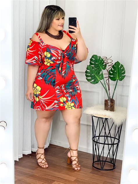 Vestido Plus Size Estampado Moda Roupas Femininas GG Bellucy Modas