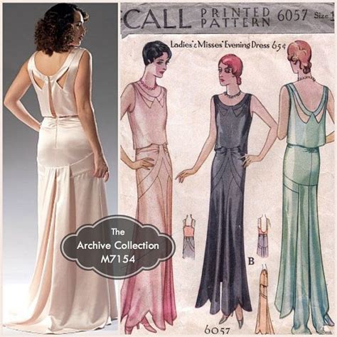 1930s Evening Gown Pattern McCalls M7154 McCall 6057 Wedding Dress