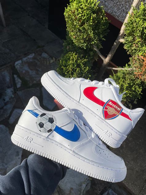 Custom Arsenal Air Force 1 Etsy Uk Nike Shoes Girls Nike Shoes Air