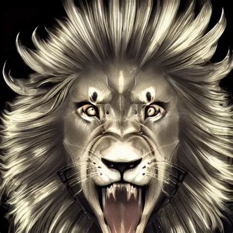 Mechanical Lion Digital Illustration Concept Art Stable Diffusion