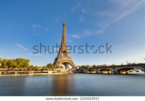eiffel tower  seine river paris stock photo  shutterstock