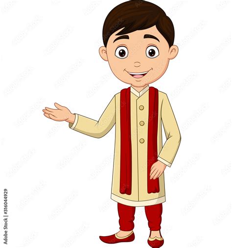 Cartoon Indian Boy Wearing Traditional Costume Stock Vector Adobe Stock