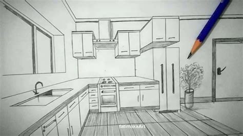 How To Draw A Kitchen How To Draw A Kitchen In One Point Perspective