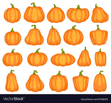 Cartoon pumpkin different shapes and sizes Vector Image