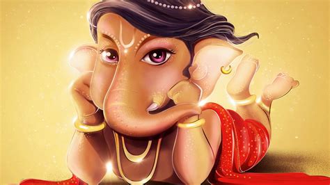 Download Cute Ganesha Lying On Belly Wallpaper