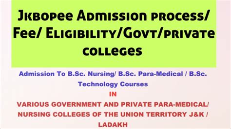 Jkbopee Bsc Nursing Bsc Paramedical Bsc Technology Admission Form