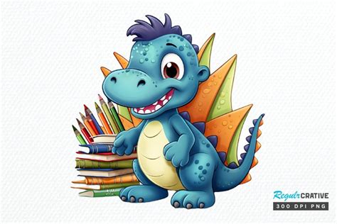 Cute Dinosaur School PNG Clipart