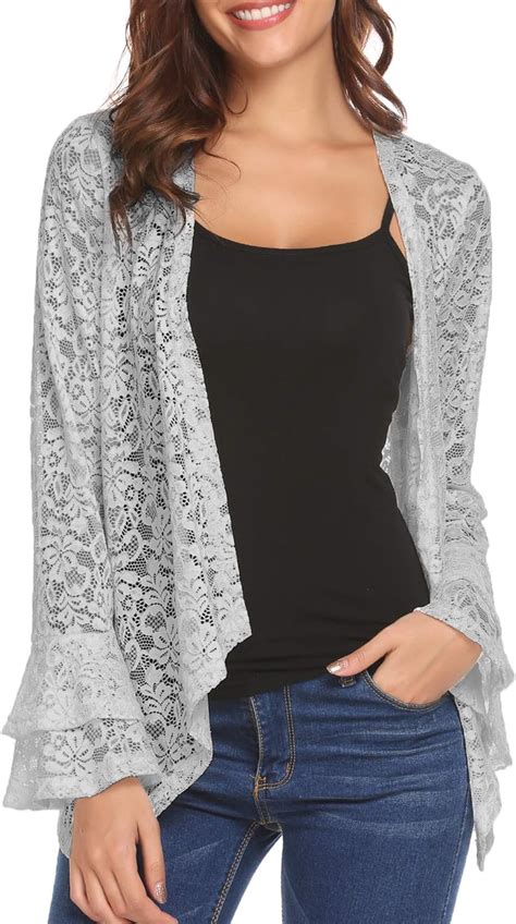 Dealwell Women S Lace Cardigan Lightweight 3 4 Sleeve Dressy Shrug