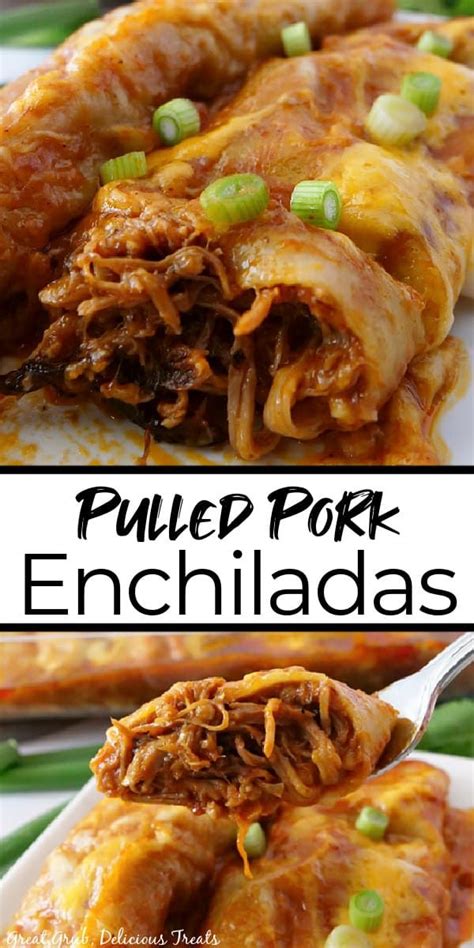 Pulled Pork Enchiladas Are Made With Flour Tortillas That Are Filled