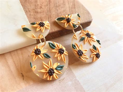 Sunflower Earrings Polymer Clay Earrings Summer Earrings Floral