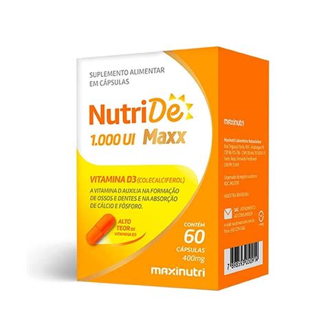 NutriDê Maxx Vitamina D 1000Ui 60 Cápsulas Maxinutri Farmácias