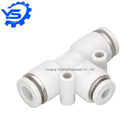 Peg6 4 White Color Union Tee Reducer Connector Plastic Pneumatic Pipe