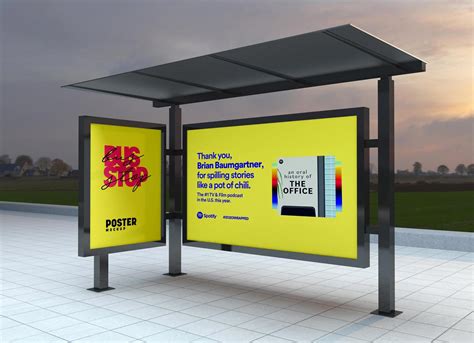 Bus Shelter Poster Billboard Mockup Free Psd Templates