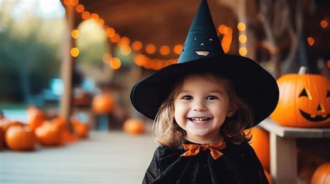 Premium AI Image | Cute white child wearing Halloween costume