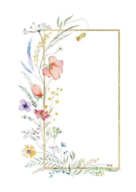 Cadre Fait De Fleurs Sauvages Aquarelles Et De Feuilles Illustration De