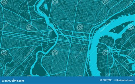 Cyan Philadelphia Ciudad Rea Vector Fondo Mapa Calles Y Agua