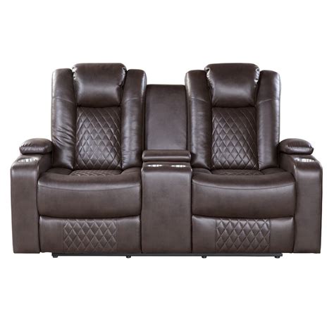 Homelegance Caelan Power Double Reclining Love Seat Dark Brown Db