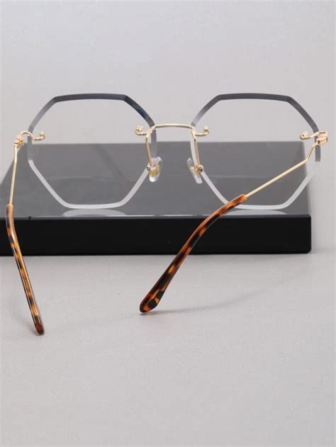 Geometric Lens Rimless Eyeglasses Shein Usa