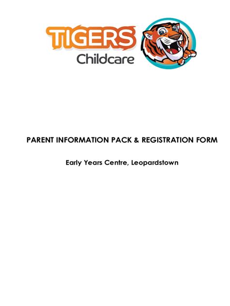 Fillable Online TIGERS PRE SCHOOL PARENT INFORMATION PACK