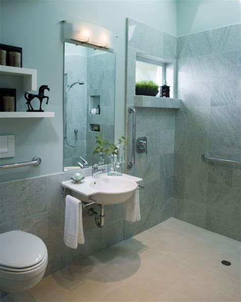 Cool and Calming Wheelchair Accessible Bathroom