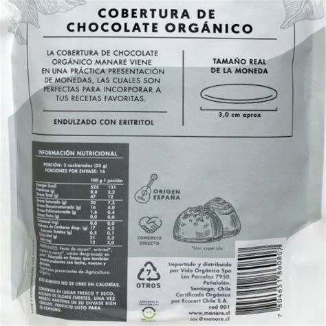 Cobertura De Chocolate Cacao Eritritol G Ecoasis