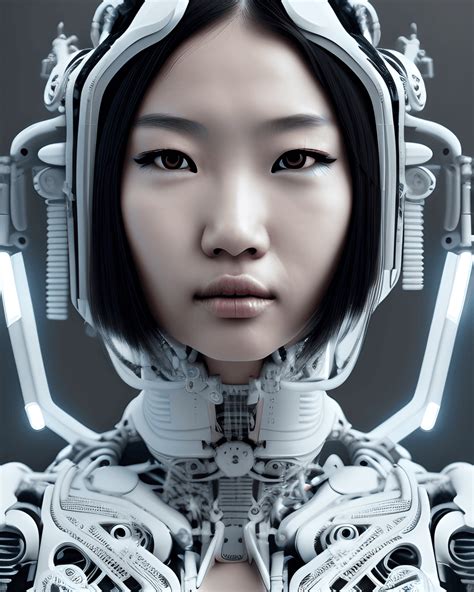 Asian Cyborg Girl Portrait · Creative Fabrica