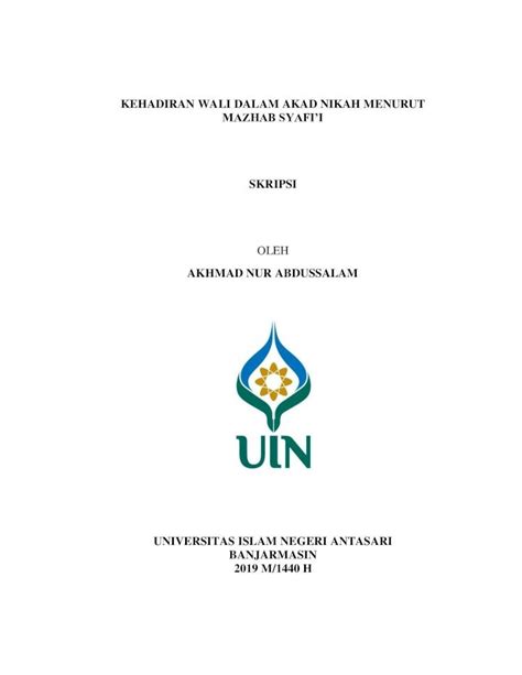 Pdf Kehadiran Wali Dalam Akad Nikah Menurut Mazhab Idr Uin Antasari