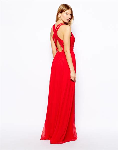 Mango Cross Back Maxi Dress In Red Lyst