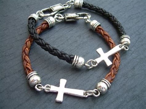 "This leather cross bracelet will serve as a constant reminder to ...