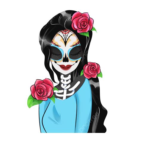 Day Of The Dead Png Image Day Of The Dead Women Cartoon Style Woman