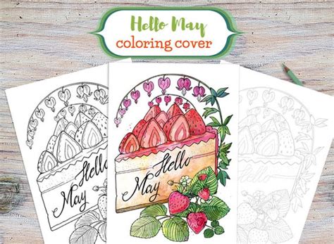 May Cover Hello May Coloring Page print Printable May | Etsy