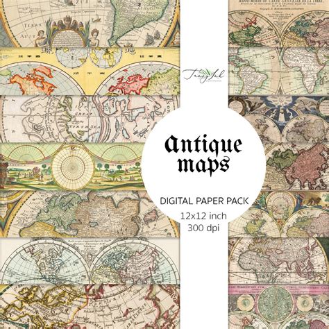 Antique Maps Digital Paper, Old Maps, Antique Paper, Vintage World Maps, Ephemera Paper, Travel ...