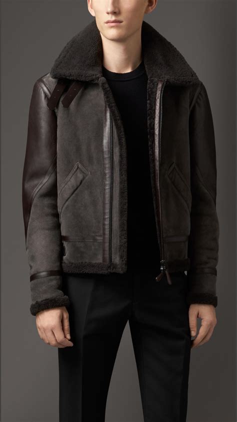 Lyst Burberry Shearling Aviator Jacket In Gray For Men