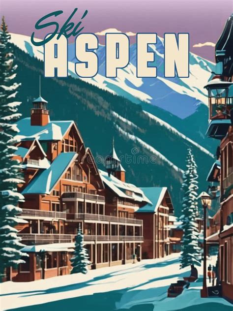 Aspen Colorado Vintage Ski Travel Poster Postcard Stock Illustration Illustration Of Austin