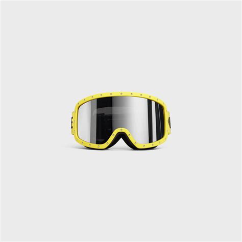 Celine Ski Mask In Plastic With Metal Studs Mirror Lenses Neon