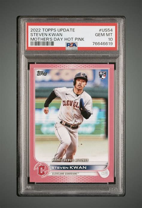 Topps Update Steven Kwan Mother S Day Hot Pink Ssp Rc Psa