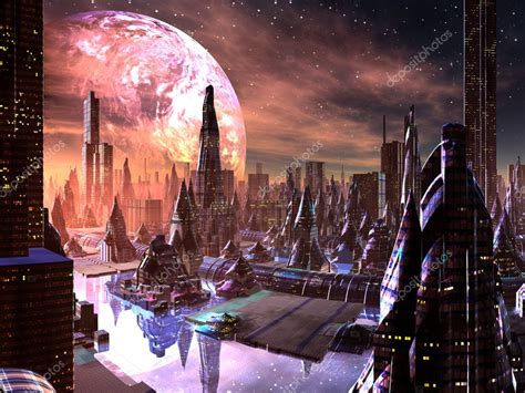 View of Futuristic City on Alien Planet Stock Photo by ©Angela_Harburn ...