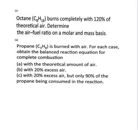 Solved Octane C H Burns Completely With Of Chegg