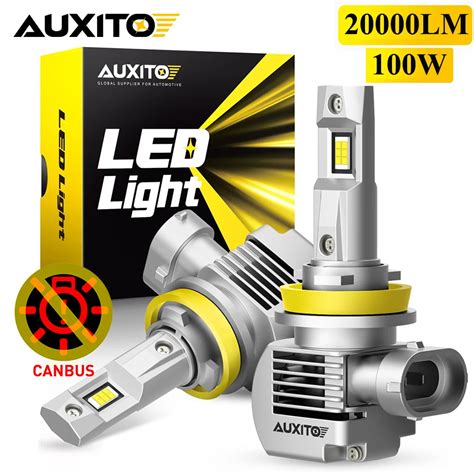 AUXITO 2Pcs CANBUS H11 LED Headlight 20000LM 100W High Low Beam H4 9003