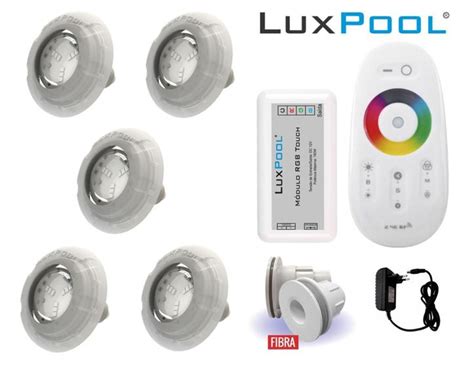 Kit Leds Rgb Piscina Controle Fonte Nicho Fibra Luxpool