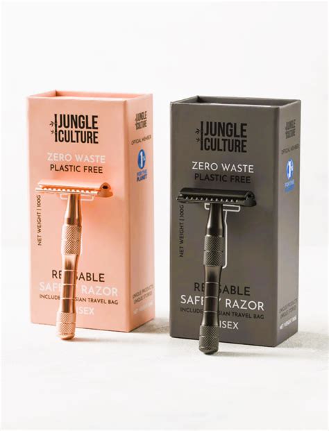 Jungle Culture Chrome Safety Razor Metallic Black With Jute Travel