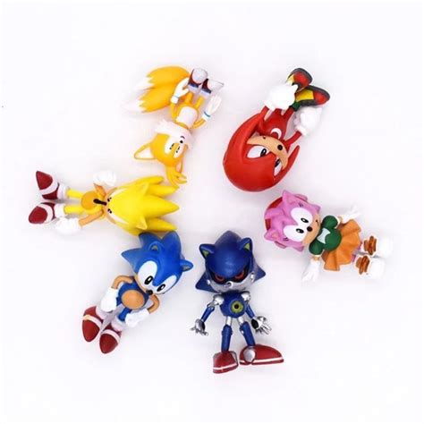 Kit 6 Bonecos Miniatur Metal Sonic Amy Coleção Action Figure Frete grátis